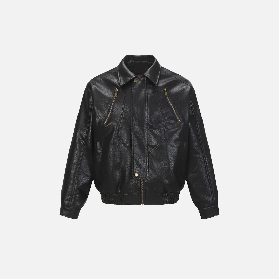 Modern Sleek Motion Edge Zipper Leather Jacket - Luxuryurbanwear