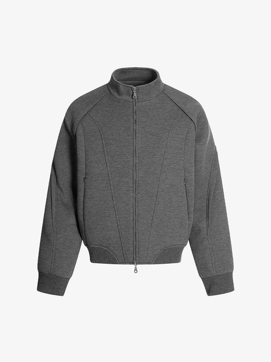 Panel Cut Stand Collar Zip Up Jacket
