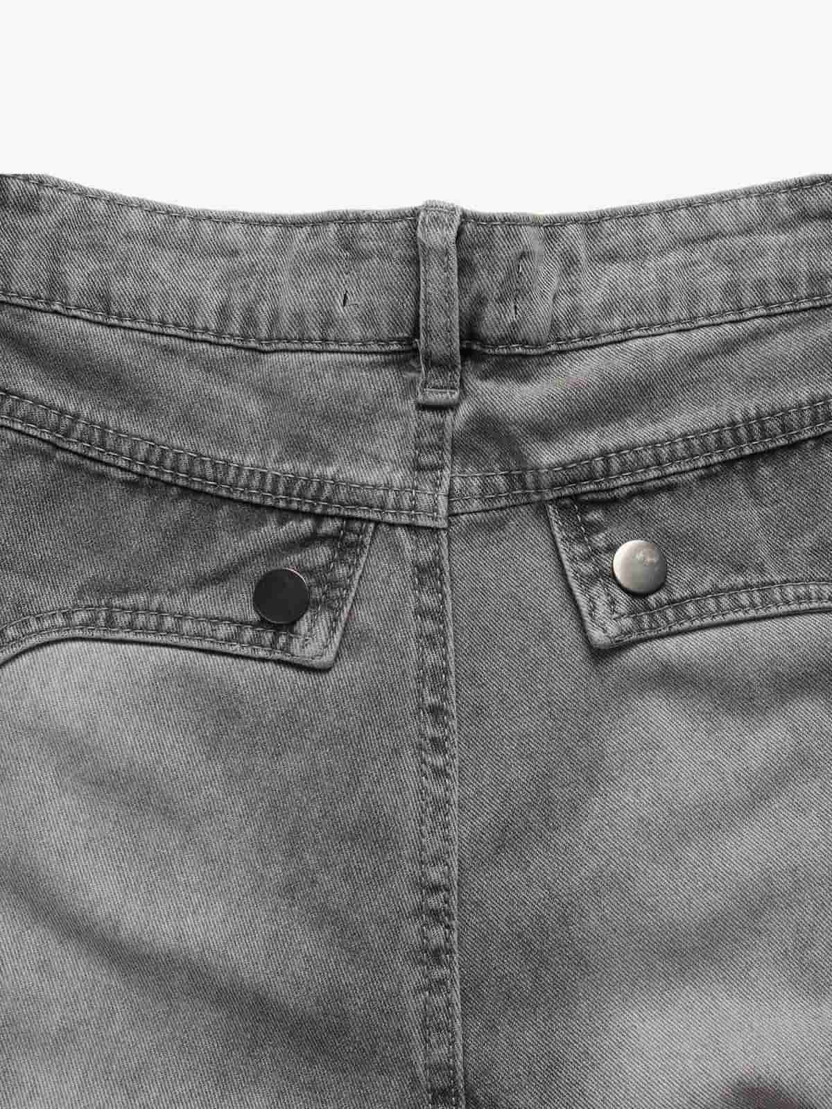 Vintage Distressed Curved Blade Barrel Jeans - Luxuryurbanwear