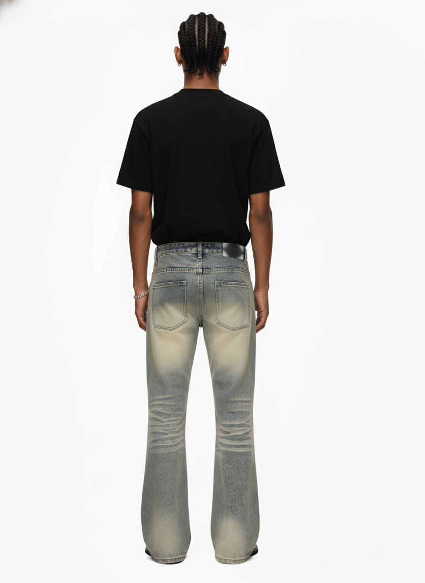 Vintage Washed Flare Jeans - Luxuryurbanwear