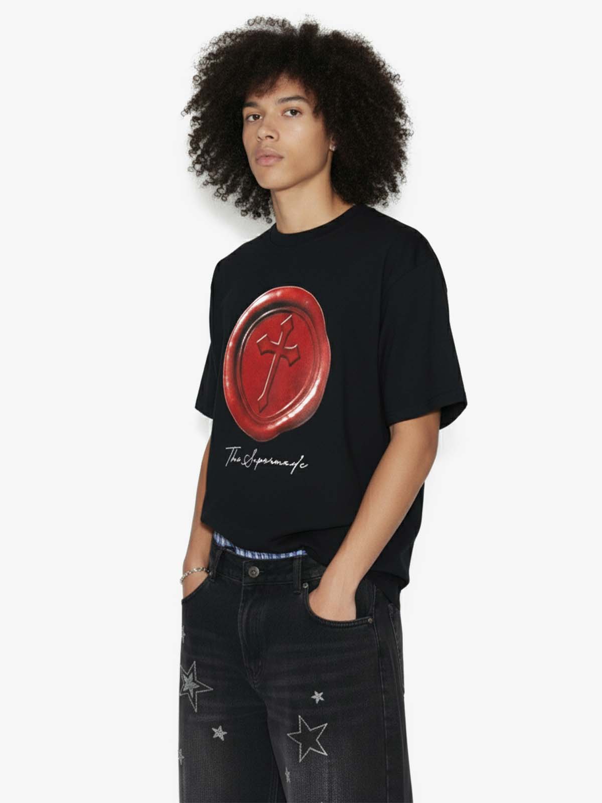 Wax Seal Cross Graphic T-Shirt - Luxuryurbanwear