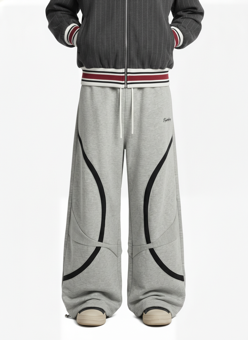 Retro Contrast Panel Drawstring Sweatpants - Luxuryurbanwear