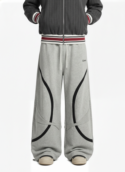 Retro Contrast Panel Drawstring Sweatpants - Luxuryurbanwear