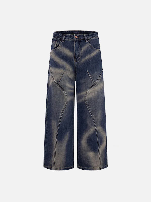 Premium Straight Leg Washed Patchwork Jeans - Luxuryurbanwear