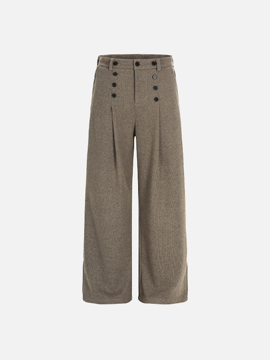 Stylish Vibe Pleated Button Casual Pants - Luxuryurbanwear