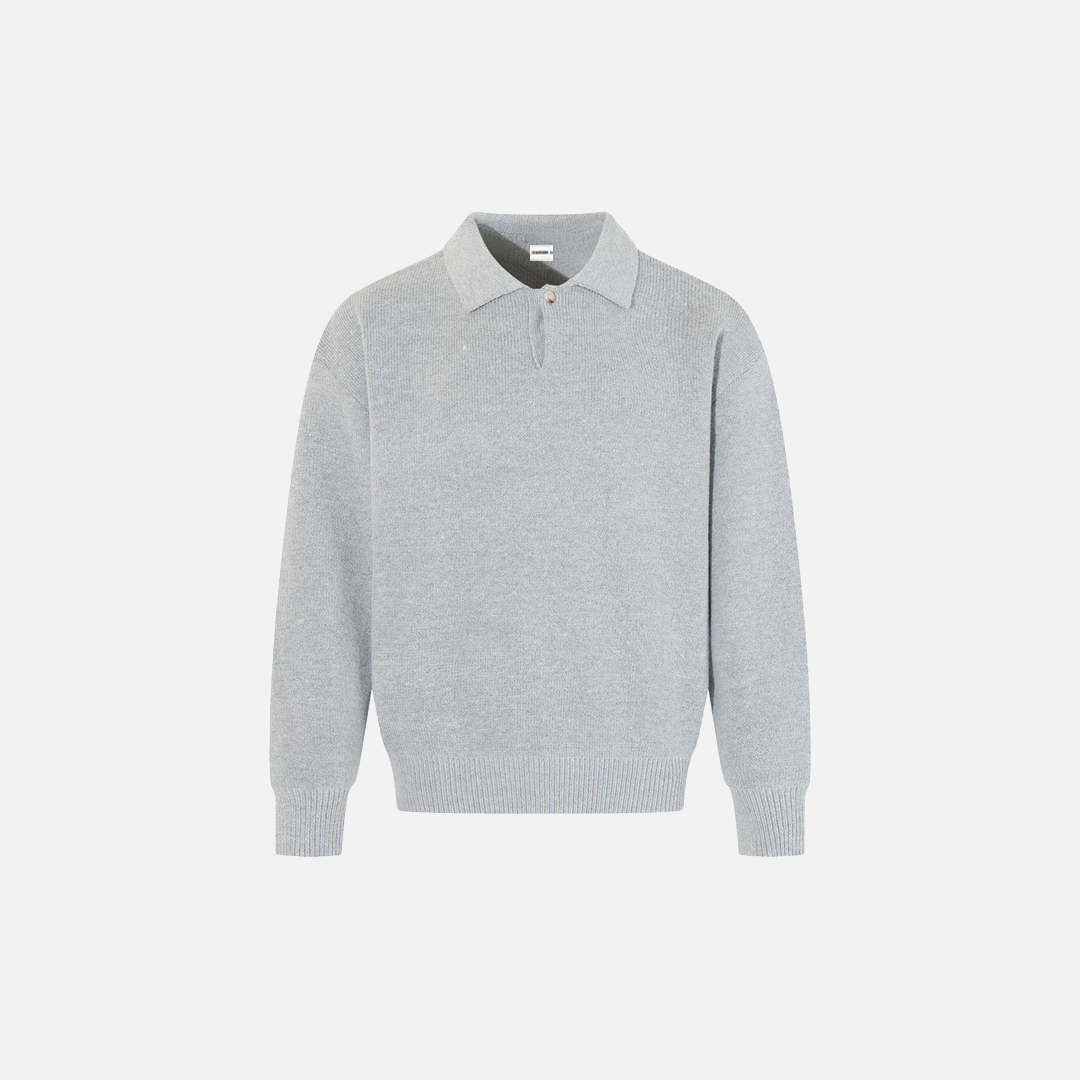 Breathable Minimalist European Style Knit Polo Sweater - Luxuryurbanwear