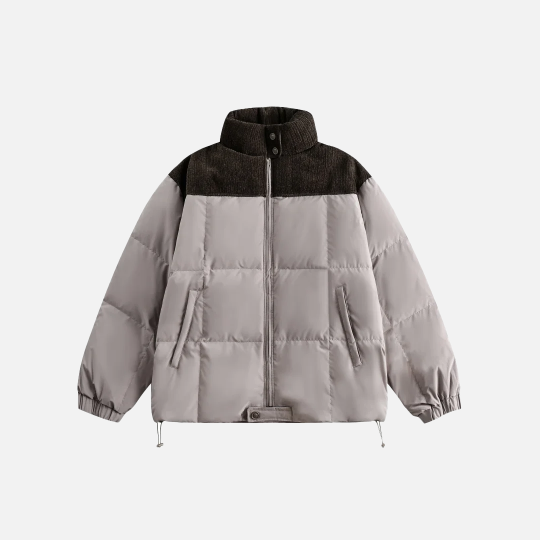 Premium Patchwork Down Drawstring Puffer Jacket - Luxuryurbanwear