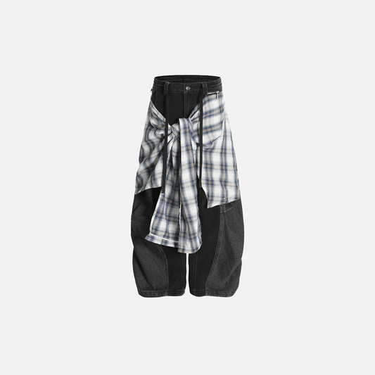 Trendy Patchwork Banana Hip Hop Wide Leg Jeans - Luxuryurbanwear