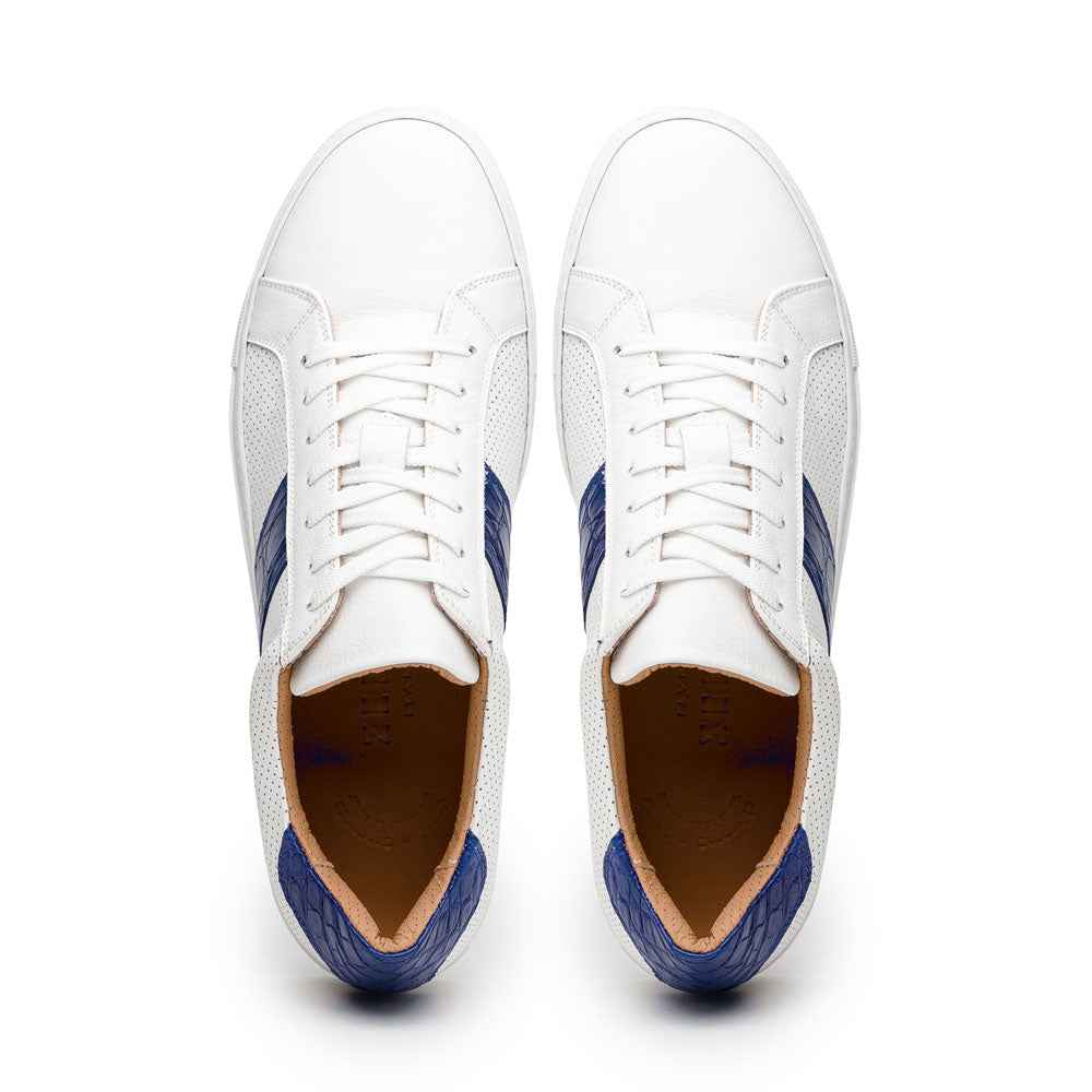 61-101-NVY OLYMPIAS Italian Calfskin and Crocodile Stripe, Navy