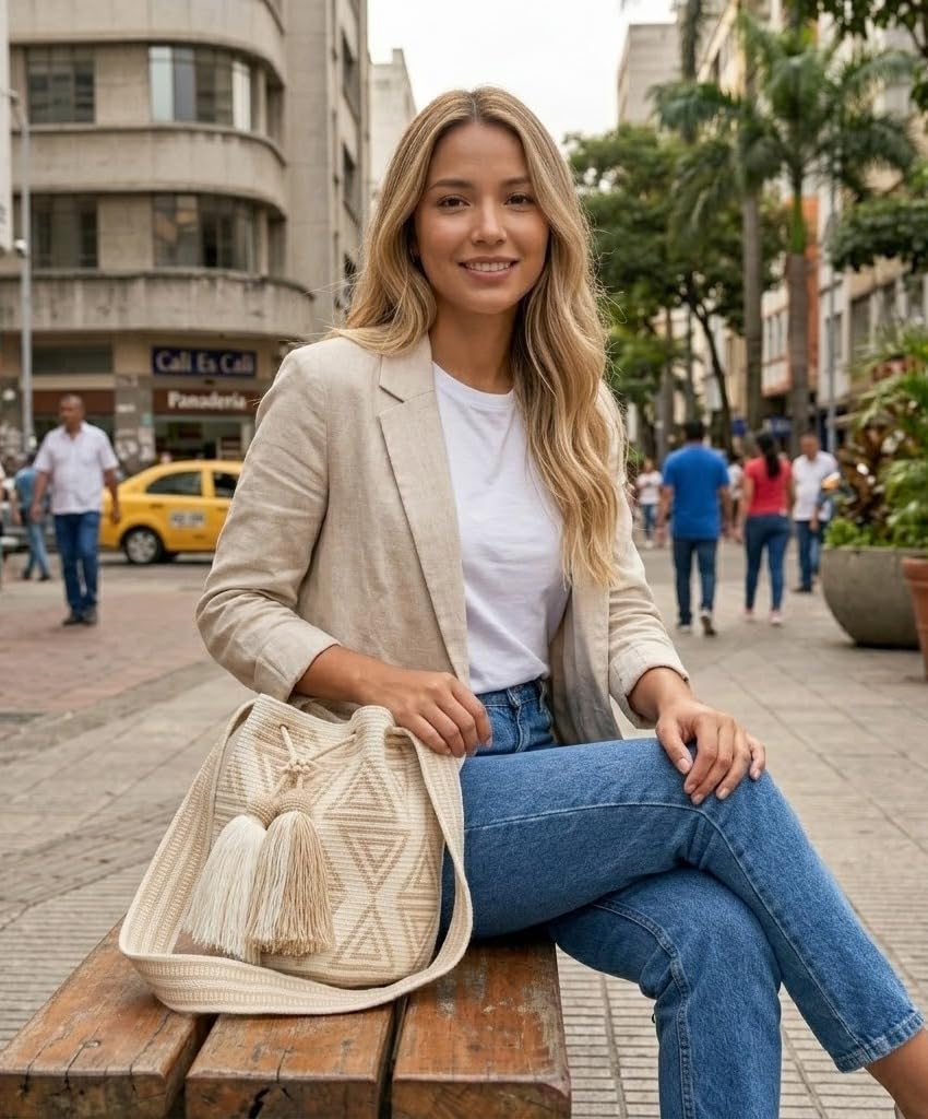 MEDIUM Wayuu Mochila Bag For Women original bolsa tejida colombiana authentic crochet pattern Gift from Colombia | AUTHENTIC WAYUU