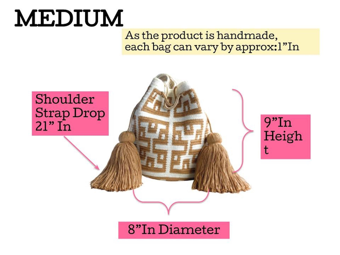 MEDIUM Wayuu Mochila Bag For Women original bolsa tejida colombiana authentic crochet pattern Gift from Colombia | AUTHENTIC WAYUU