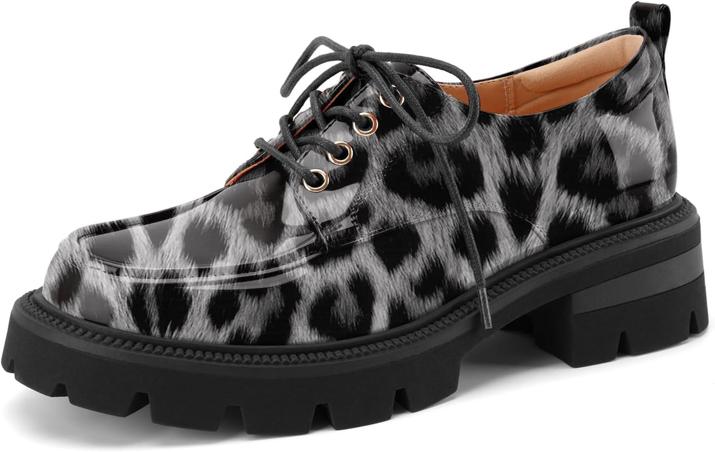 LUW Women's Platform Chunky Heeled Oxford Shoes