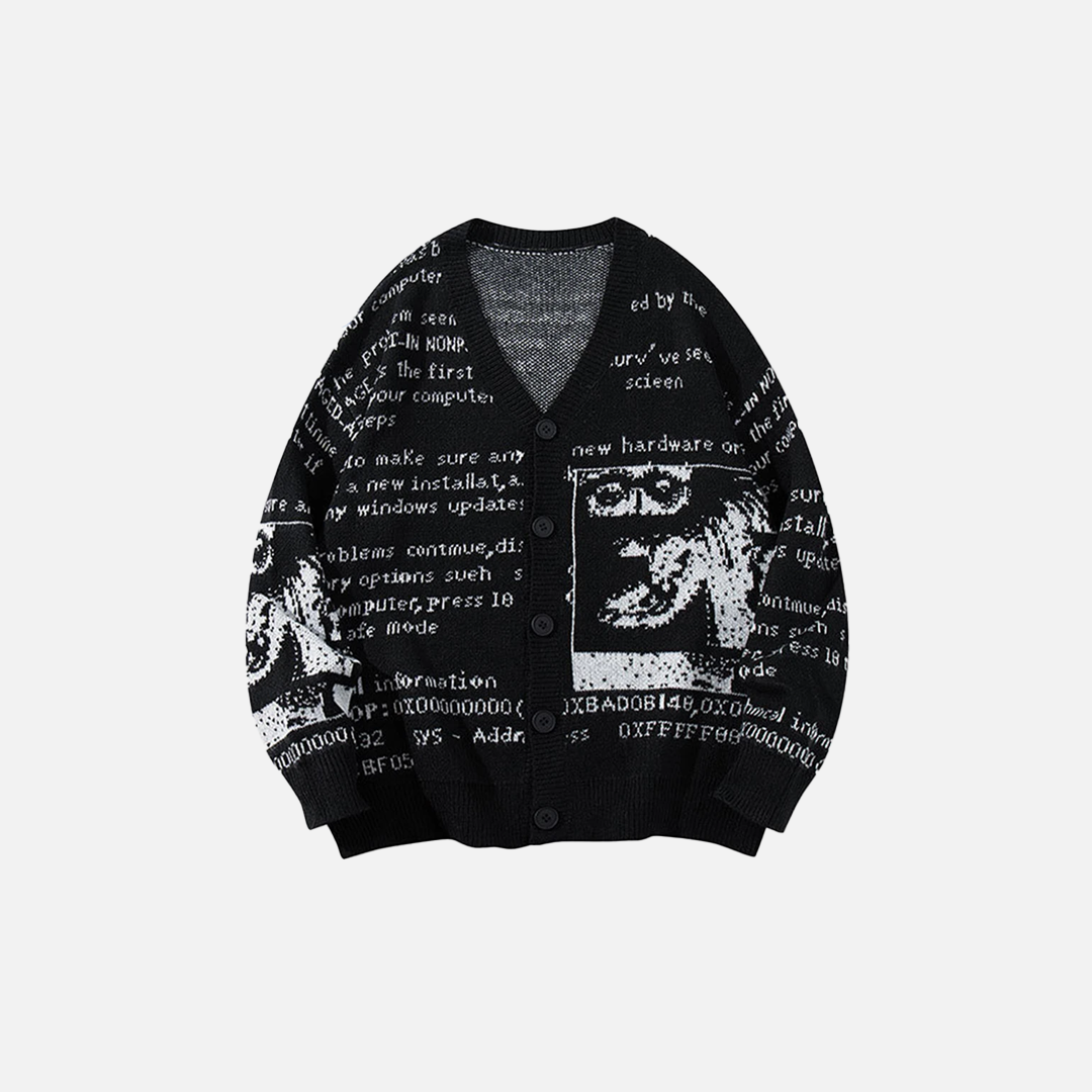 Y2K Gothing Vintage Oversized V-Neck Knit Cardigan - Luxuryurbanwear