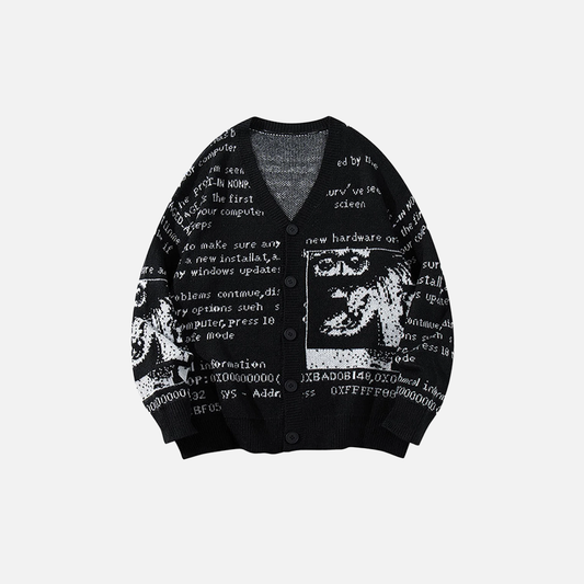 Y2K Gothing Vintage Oversized V-Neck Knit Cardigan - Luxuryurbanwear