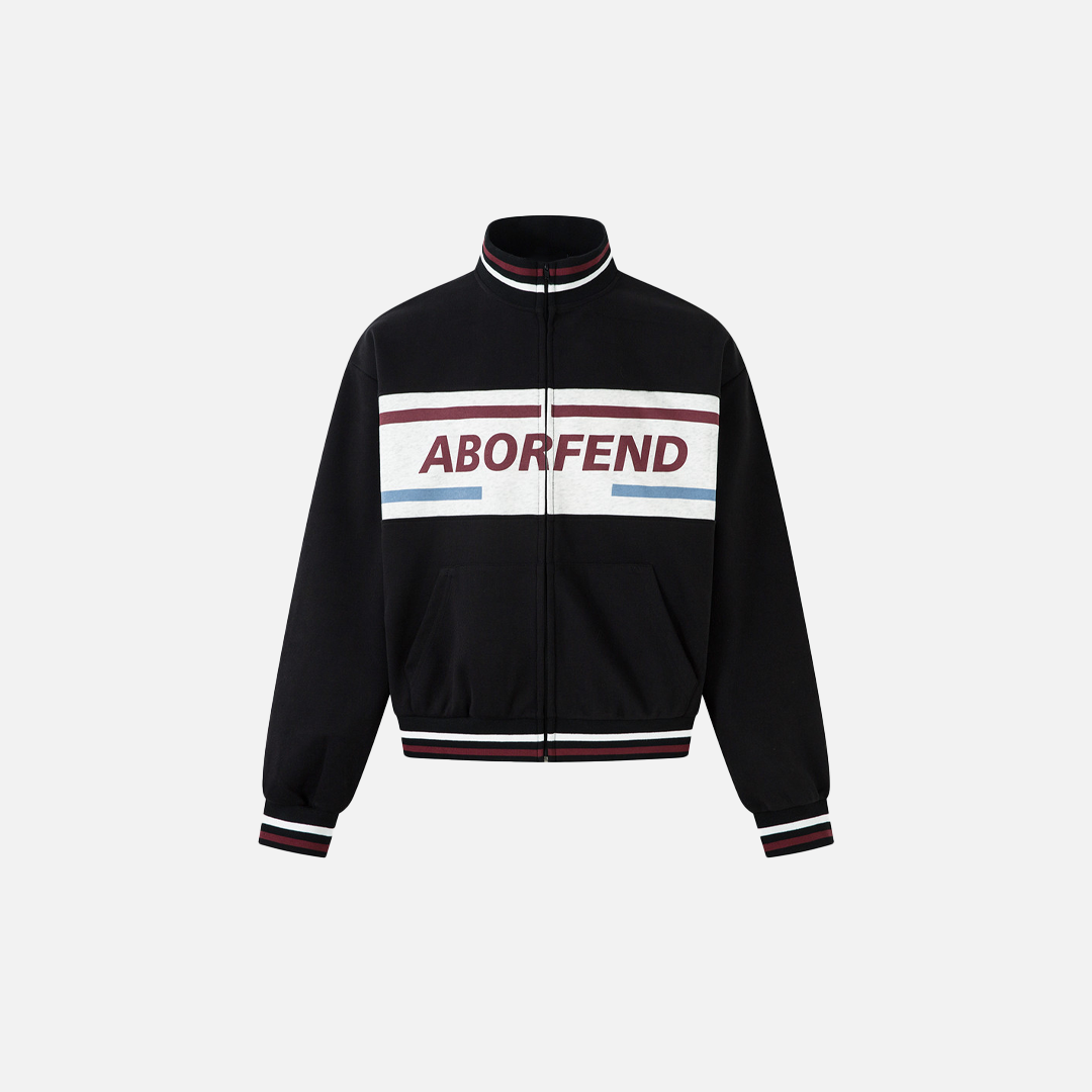 Stylish Color Block Letter Print Zip-Up Sweatshirt - Luxuryurbanwear