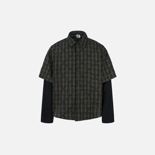 Streetwear Plaid Spliced Long Sleeve Lapel Shirt - Luxuryurbanwear