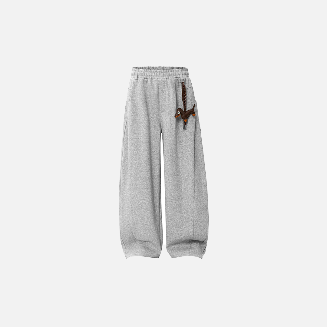 Flattering Patchwork Vintage Gray Wide Leg Jogger - Luxuryurbanwear