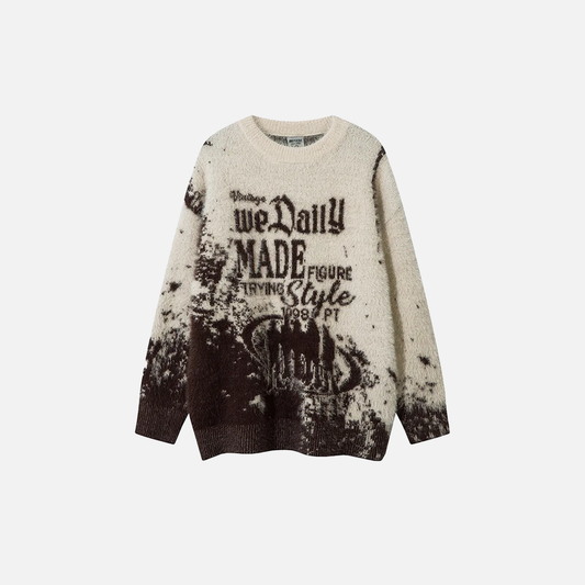 Women Fashionable Retro Letter Knitted Hip Hop Sweater - Luxuryurbanwear
