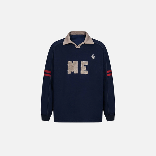 Contrast Paneled Retro Loose Fit Letter Embroidery Sweatshirt - Luxuryurbanwear
