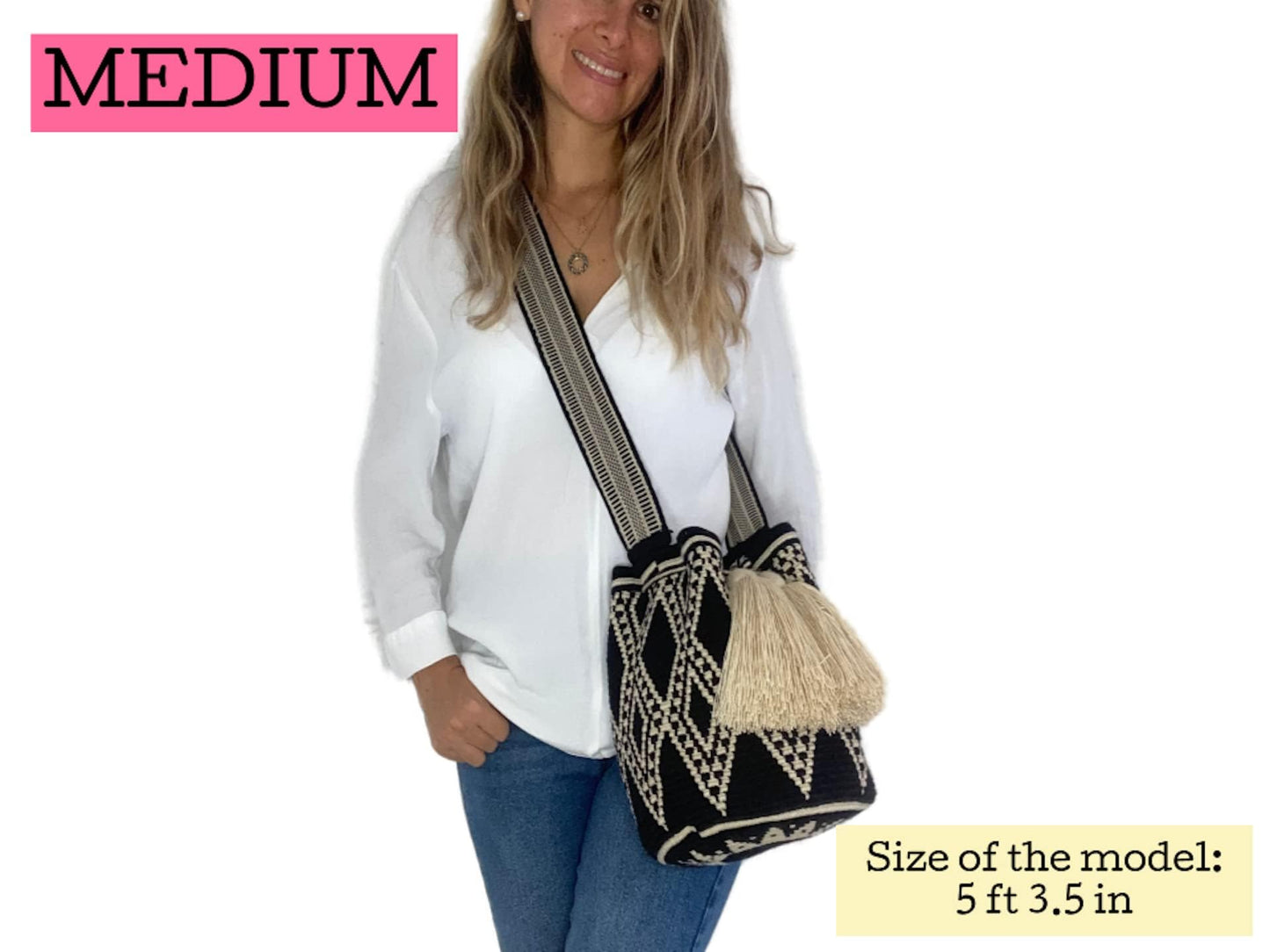 MEDIUM Wayuu Mochila Bag For Women original bolsa tejida colombiana authentic crochet pattern Gift from Colombia | AUTHENTIC WAYUU