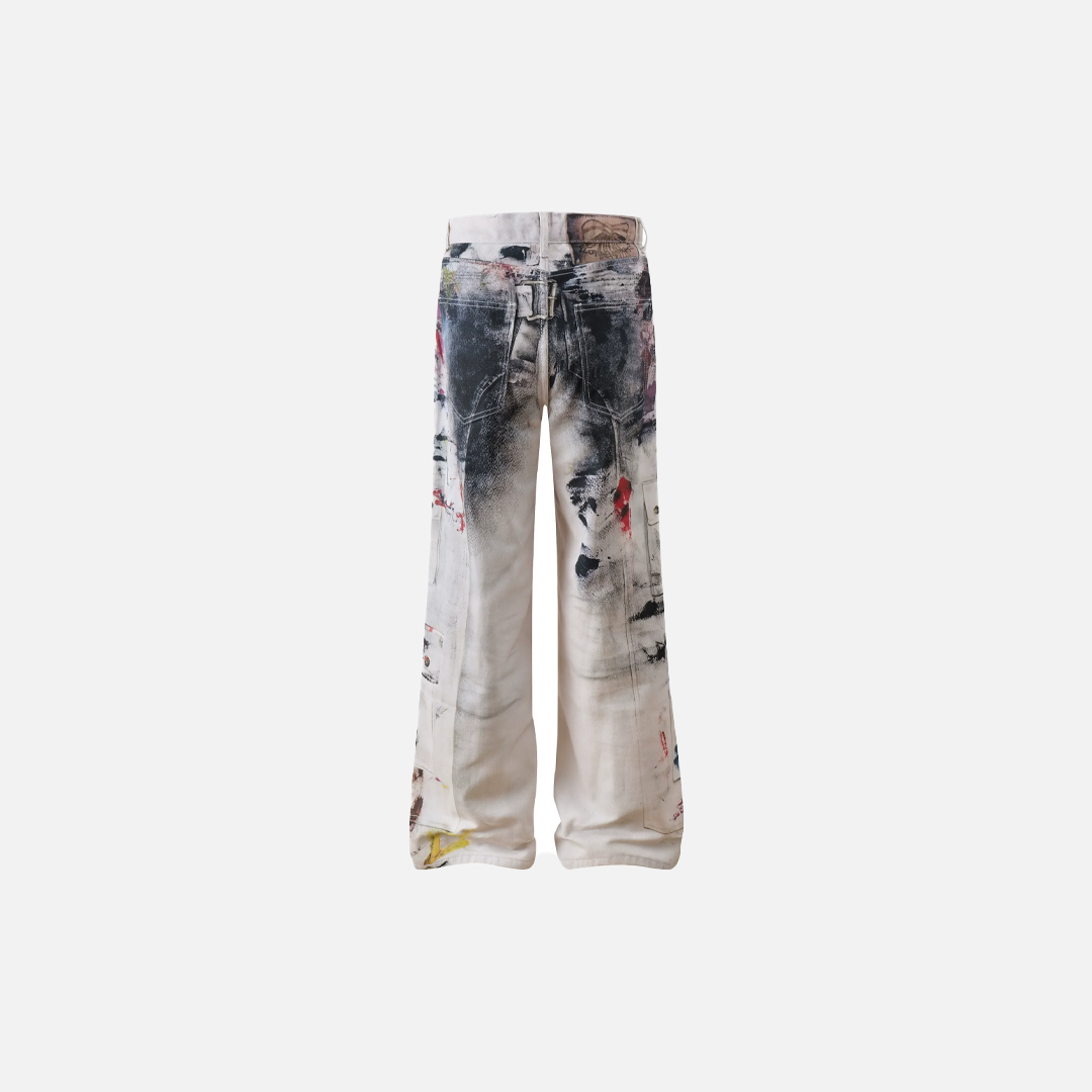 Artistic Vintage Washed Splatter Paint Jeans - Luxuryurbanwear
