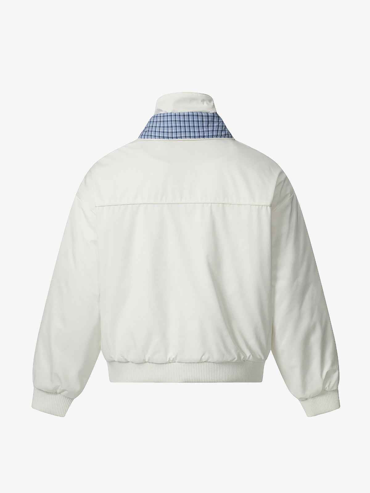 Retro Layered Look Plaid Collar Padded Jacket - 2579