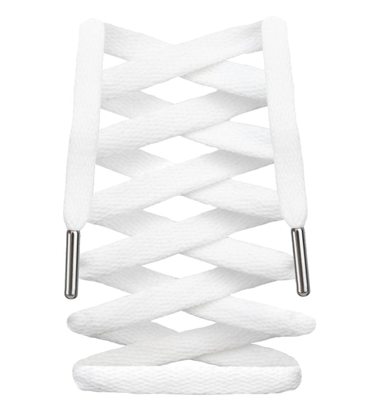 LitLaces - Premium Flat Cotton Shoe Laces Replacement for Air Jordan Nike Dunk Air Force 1 Converse & Casual Shoes (White/Silver 72")