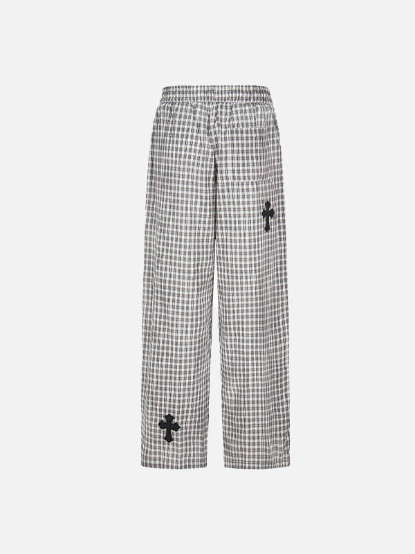Y2K Vibrant Retro Wide Leg Plaid Sweatpants - Luxuryurbanwear