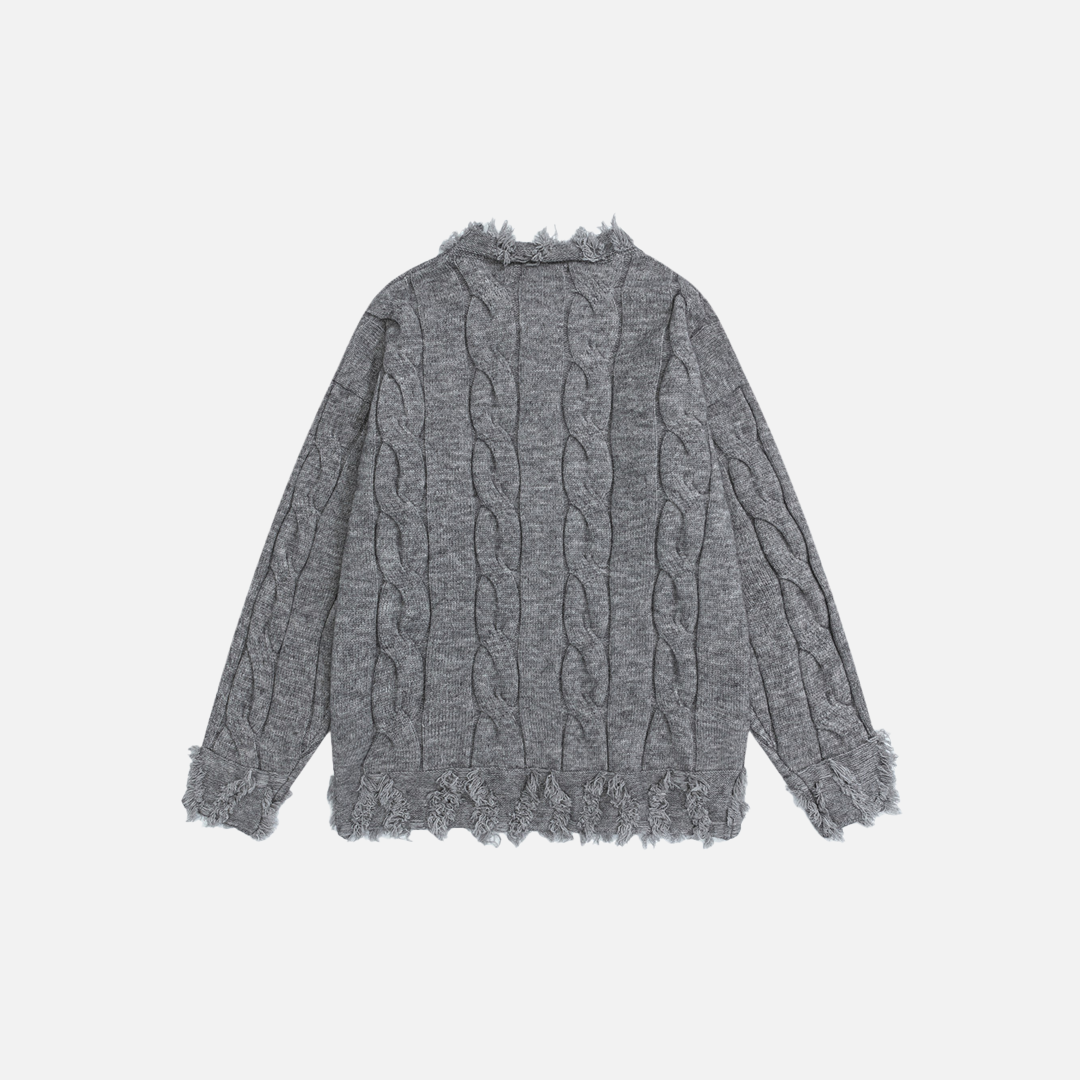 Premium Fringed with Pin Crewneck Knit Sweater - Luxuryurbanwear