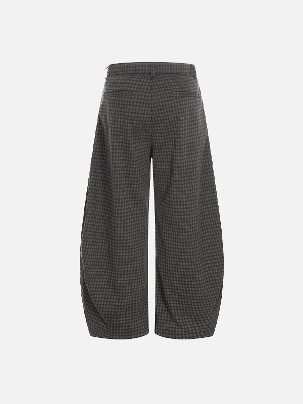 Trendy Old Money Style Plaid Wide Leg Pants - Luxuryurbanwear
