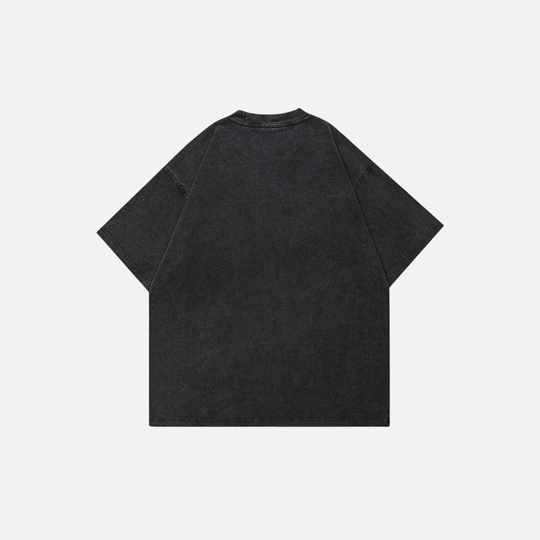 Retro Washed Black Zombie Graphic Short Sleeve T-Shirt - Luxuryurbanwear