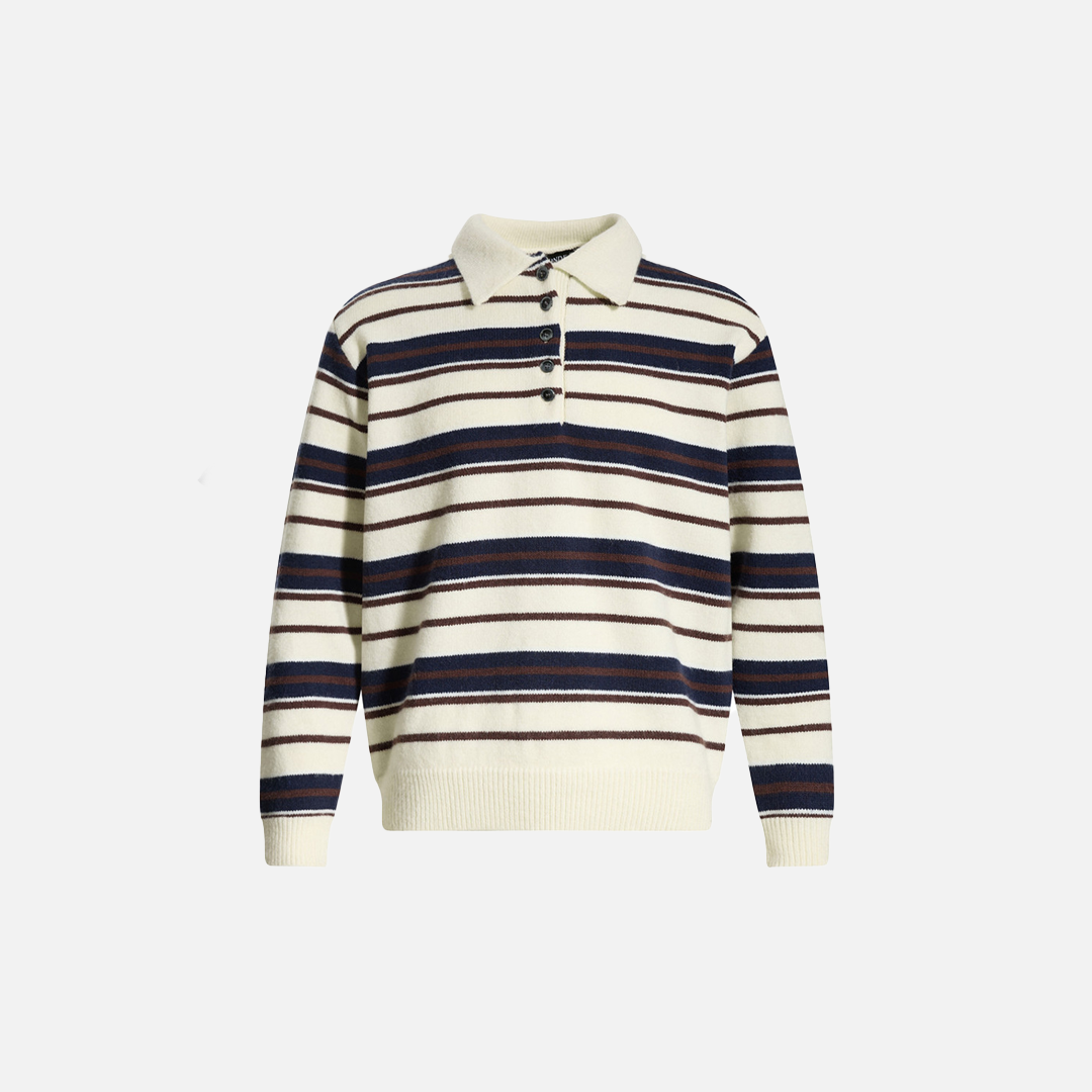 Premium Striped Button-down Knit Sweater - Luxuryurbanwear