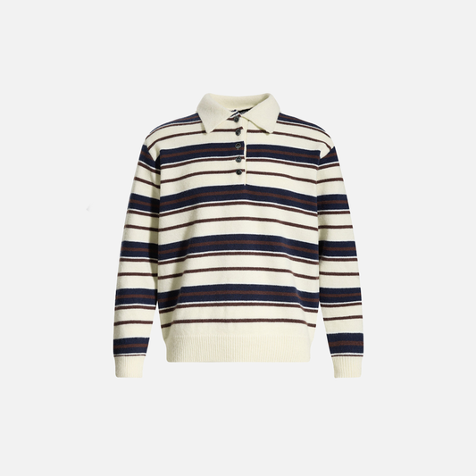 Premium Striped Button-down Knit Sweater - Luxuryurbanwear