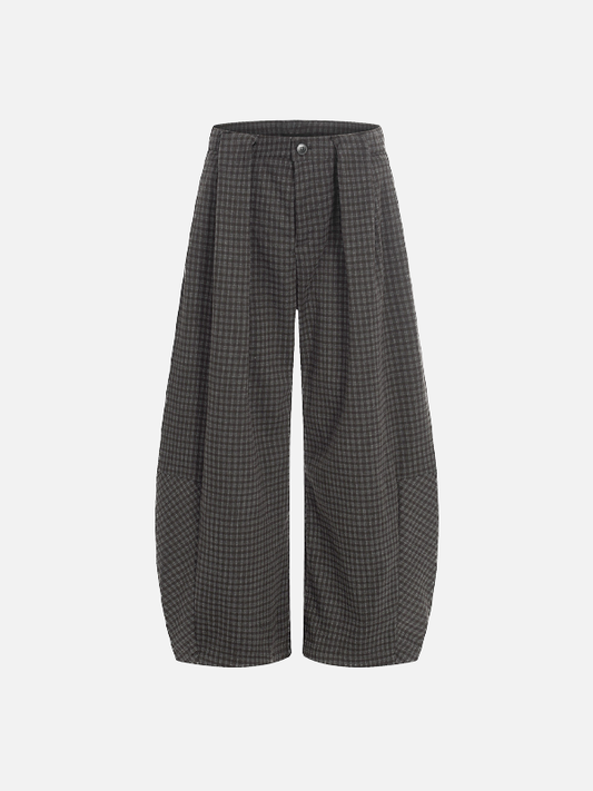 Trendy Old Money Style Plaid Wide Leg Pants - Luxuryurbanwear
