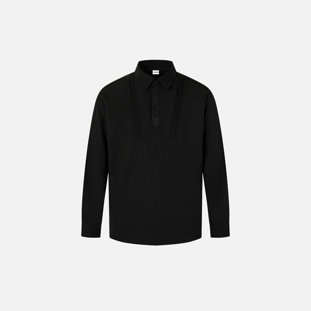 Vibe Floral Embroidered Polo Collar Long Sleeve T-Shirt - Luxuryurbanwear