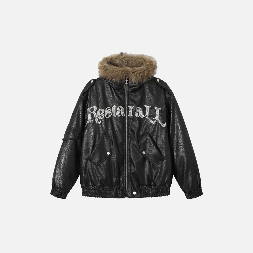 Winter Thick Warm Fur-Collar Parka Leather Jacket - Luxuryurbanwear