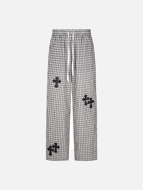 Y2K Vibrant Retro Wide Leg Plaid Sweatpants - Luxuryurbanwear