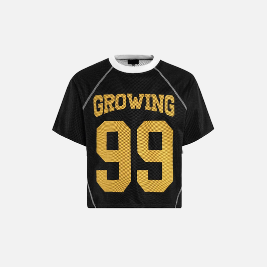 Y2K Patchwork Mesh O-Neck Collar Graphic Sport T-Shirt - Luxuryurbanwear