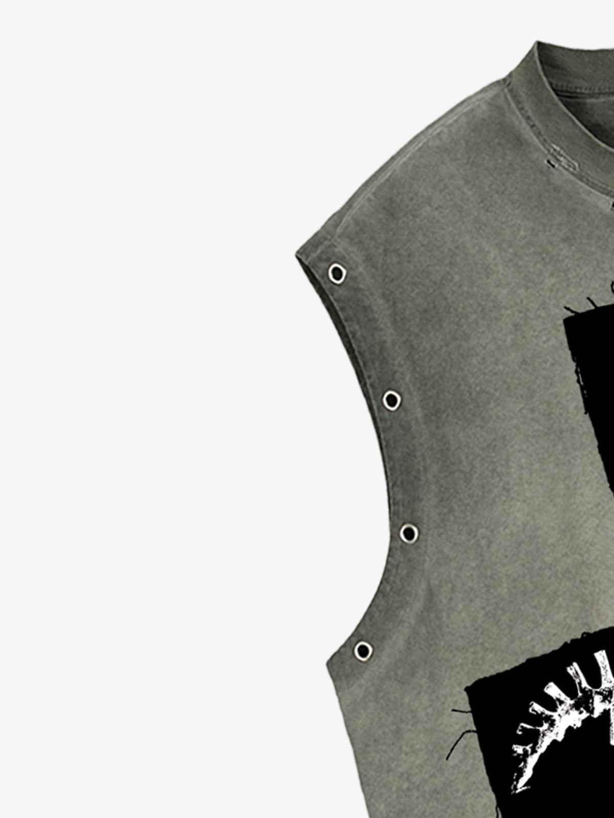 Ripped Graphic Patch Sleeveless Vest