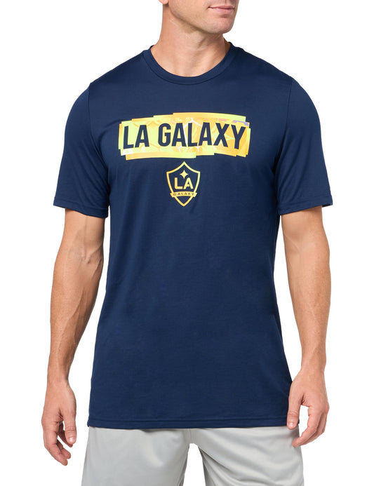 adidas Mens Los Angeles Galaxy Local Pop Short Sleeve Pre-Game T-Shirt Team Navy Blue/La Gallaxy XX-Large