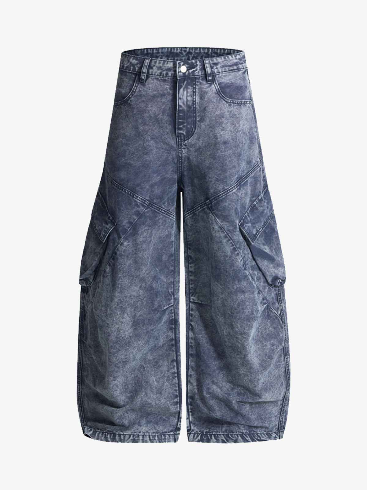 Vintage Washed Multi-Pocket Barrel Jeans