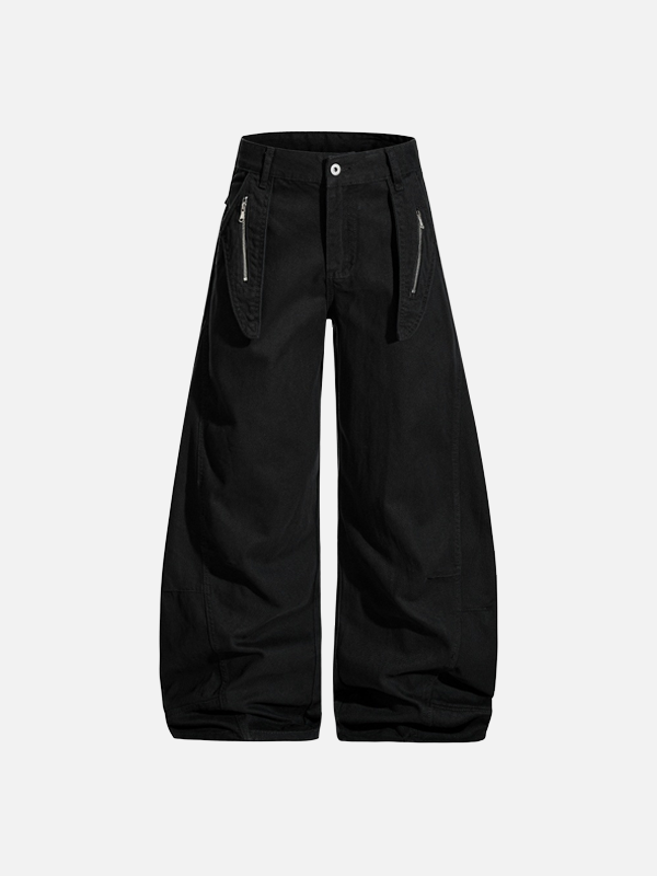 High Street Zipper Pocket Wide Leg Pants - Luxuryurbanwear
