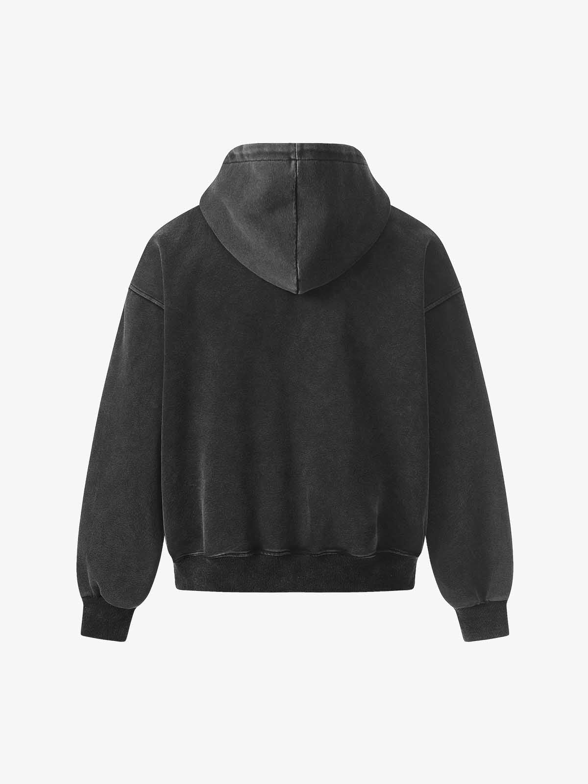 Rivet Detail Fleece Zip Up Hoodie - Luxuryurbanwear