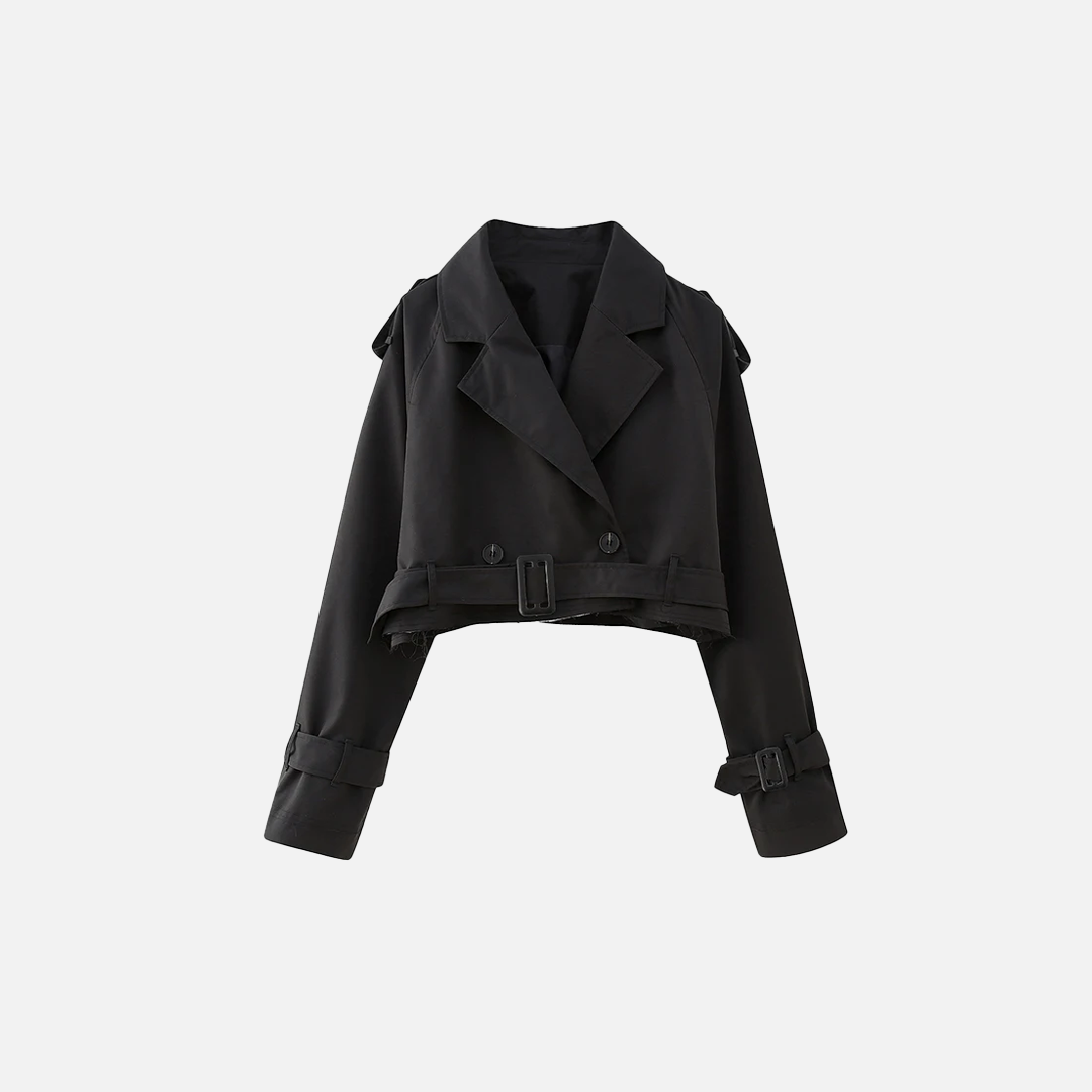 Old Money Style Belted Cropped Trench Jacket - Luxuryurbanwear