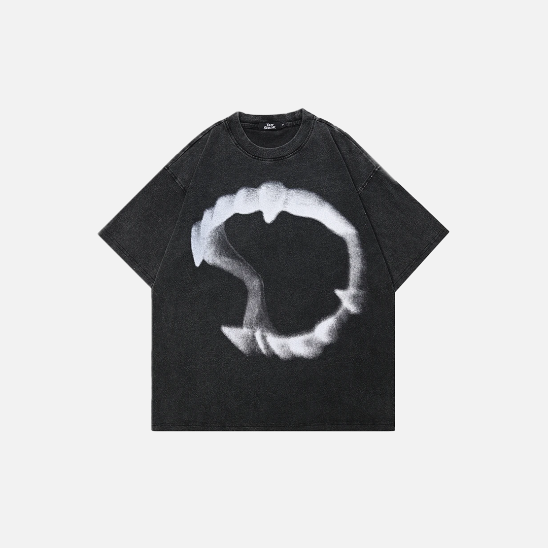 Breathable Oversized Washed Black Graphic T-Shirt - Luxuryurbanwear