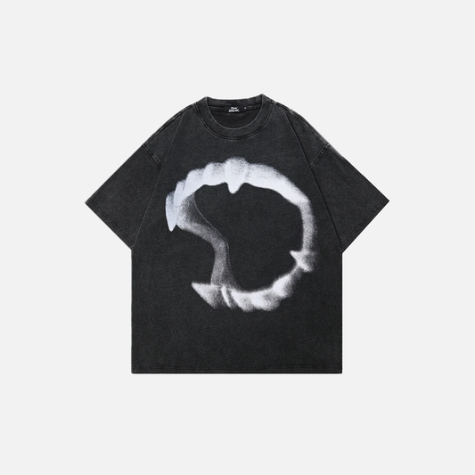 Breathable Oversized Washed Black Graphic T-Shirt - Luxuryurbanwear