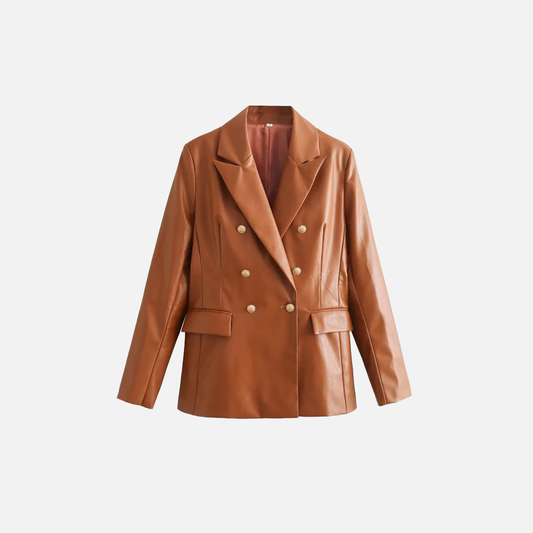 Trendy European Style Classic Suit Leather Coat - Luxuryurbanwear