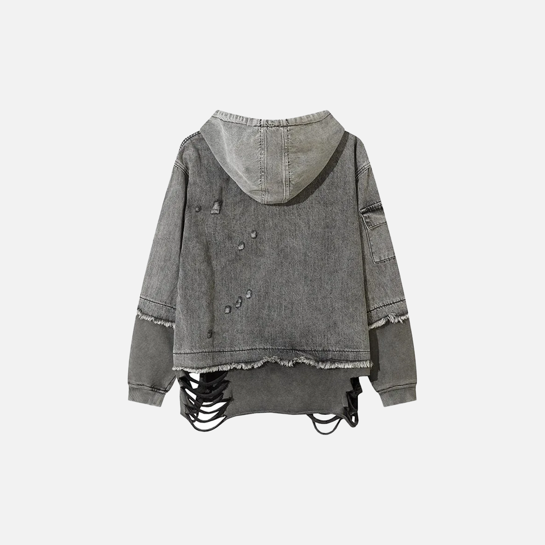 Oversized Vintage Hip Hop Ripped Hoodie - Luxuryurbanwear