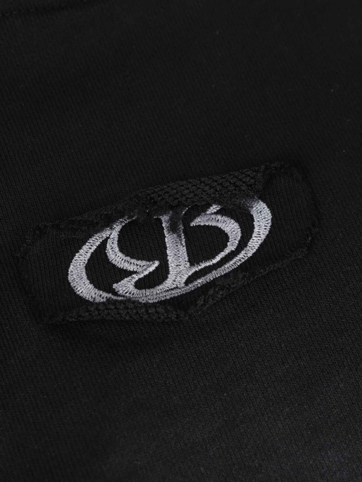 Hip-Hop Wasteland Ink-Dyed Raw Edge Hoodie