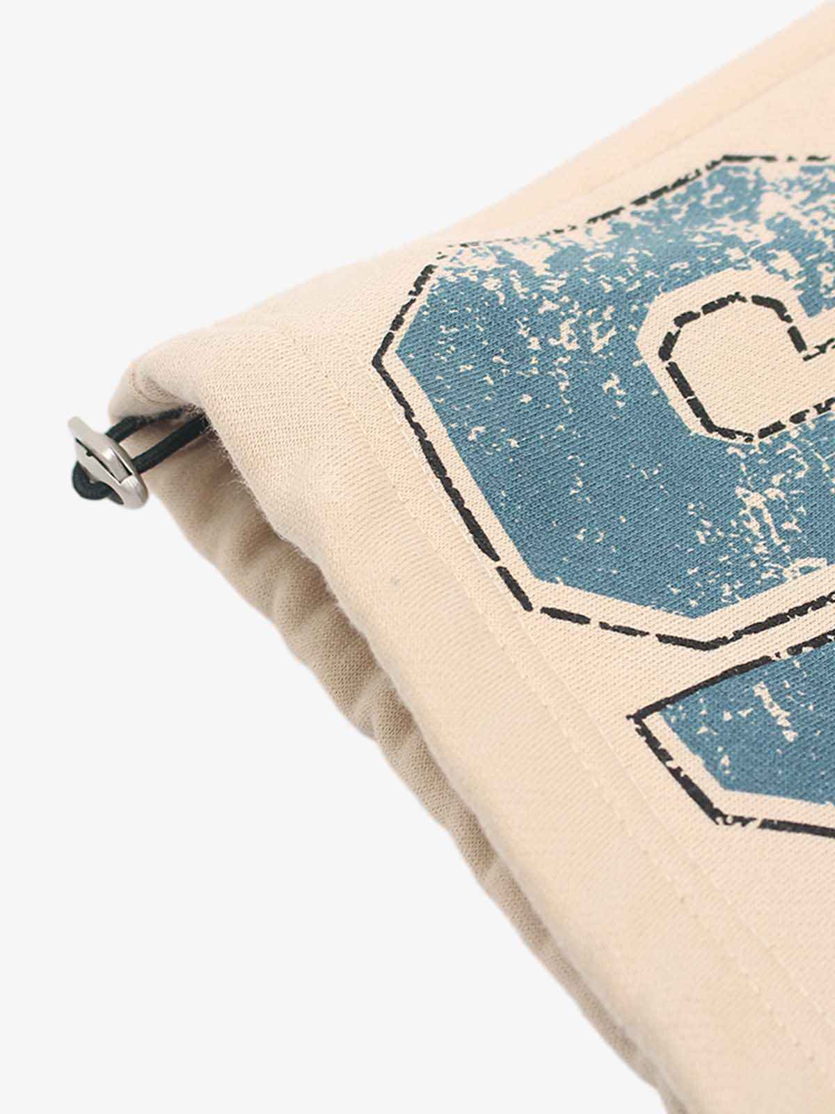 Retro Fleece-Lined Color-Block Letter Print Baggy Pants